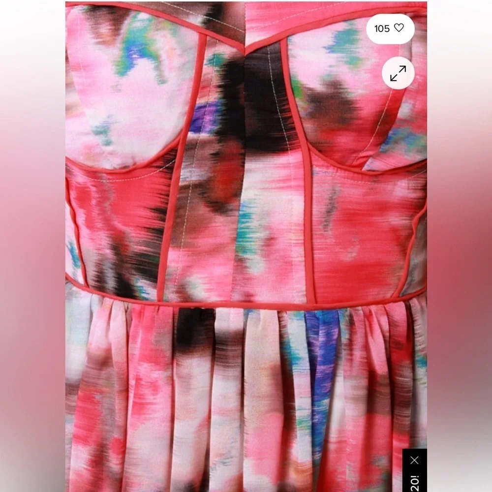 Aryn K "Hyperspace" Strapless Mini Dress | Red & Lavender Multi - Picture 2 of 11